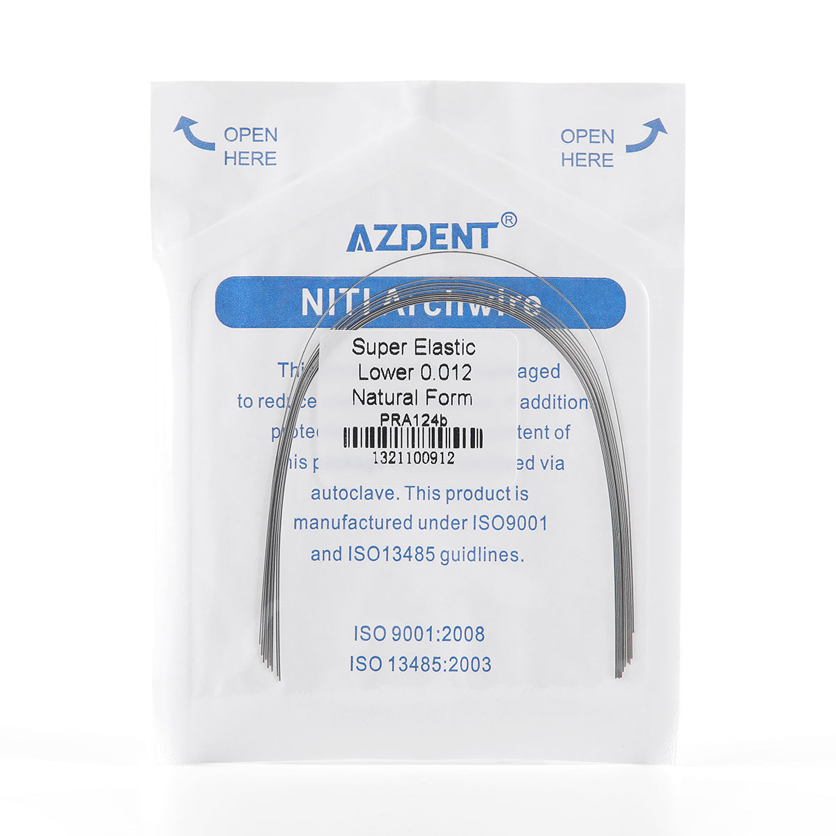 AZDENT Archwire NiTi Super Elastic Ovoid Round 0.012 Lower 10pcs/Pack - wholesale.azdentall.com
