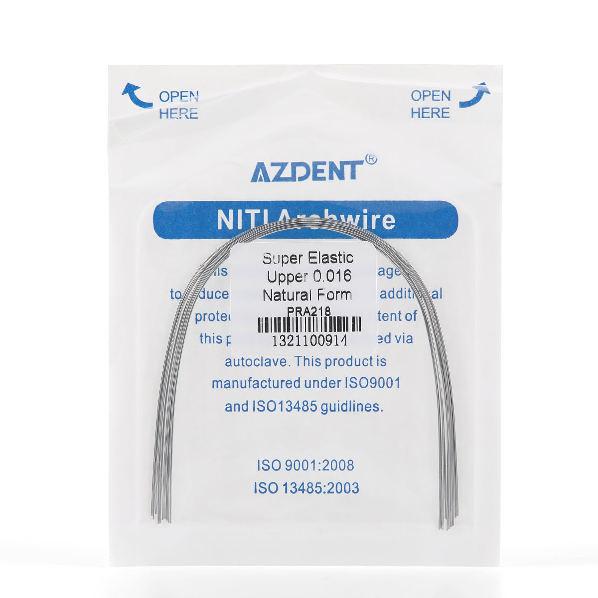AZDENT Archwire NiTi Super Elastic Ovoid Round 0.016 Upper 10pcs/Pack - wholesale.azdentall.com