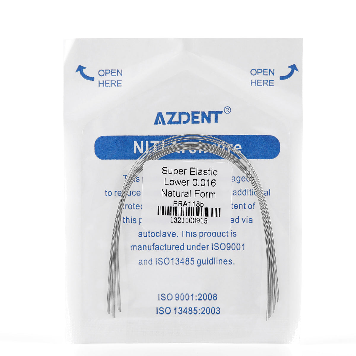 AZDENT Archwire NiTi Super Elastic Ovoid Round 0.016 Lower 10pcs/Pack - wholesale.azdentall.com