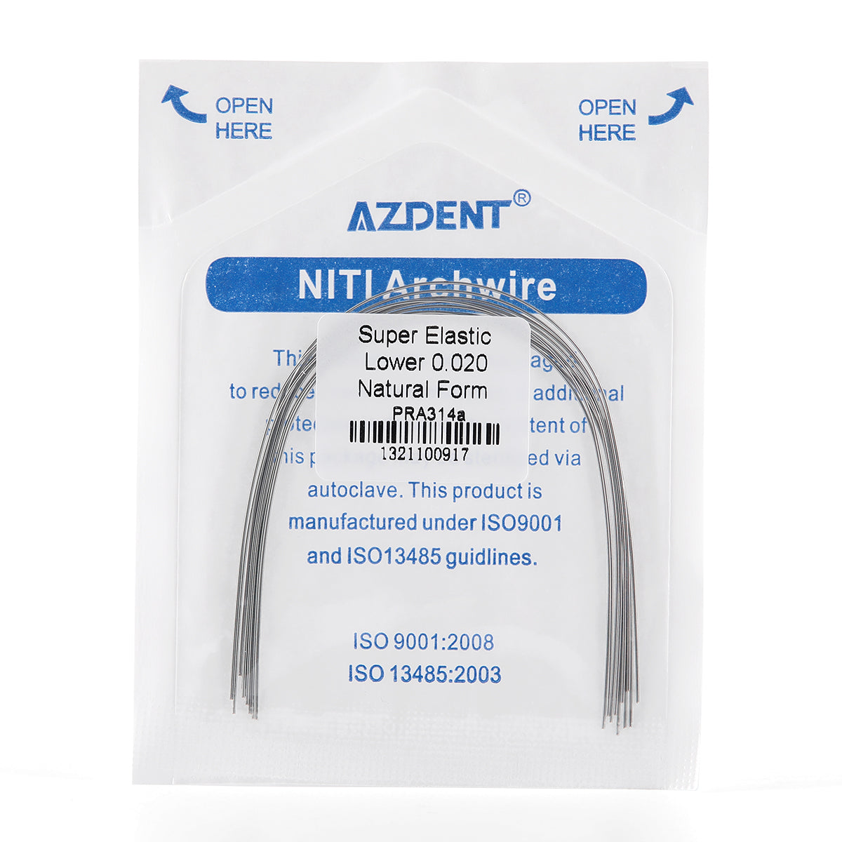 AZDENT Archwire NiTi Super Elastic Ovoid Round 0.020 Lower 10pcs/Pack - wholesale.azdentall.com