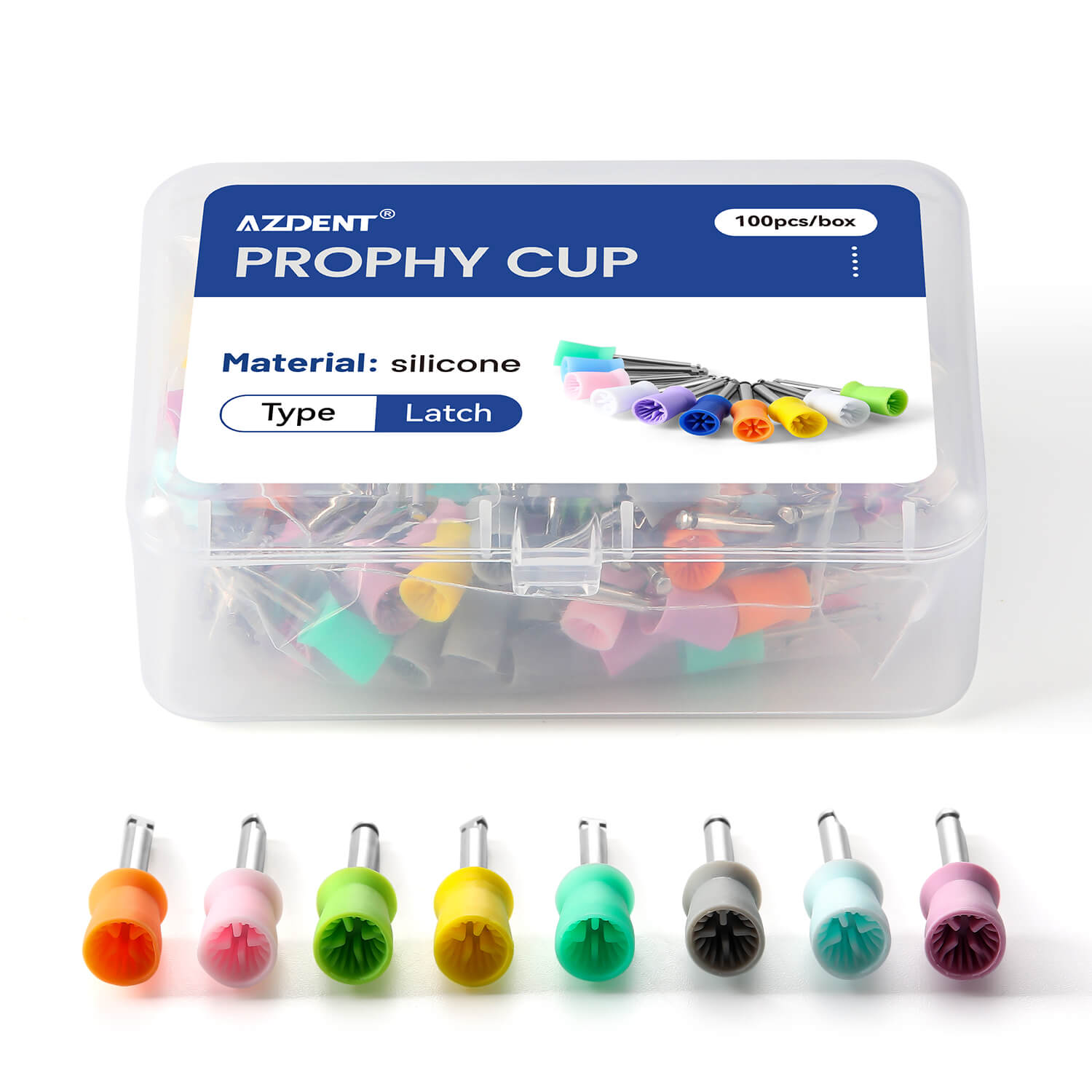 AZDENT Dental Rubber Polishing Prophy Cup Soft Brushes RA2.35mm 100pcs/Box - azdentall.com