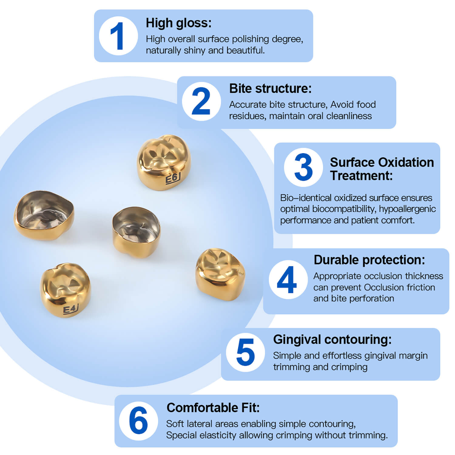 Dental Gold Primary Molar Kids Crown Teeth Stainless Steel Preformed Temporary Crowns Kit 48pcs/Box - azdentall.com