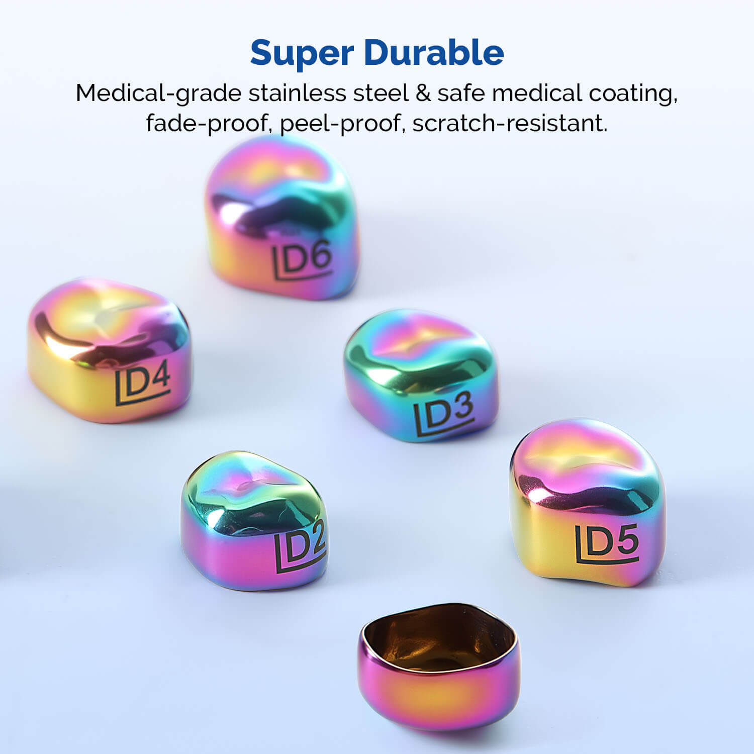 Dental Colored Primary Molar Kids Crown Teeth Stainless Steel Preformed Temporary Crowns Kit 48pcs/Box - azdentall.com