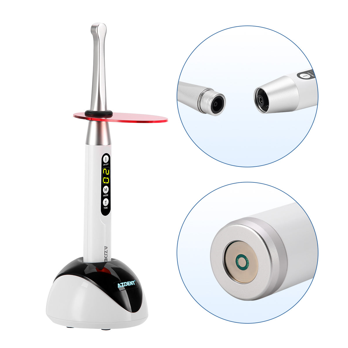 AZDENT Dental LED Curing Light Wireless 2200mW/cm² 1 Sec Curing 3 Modes