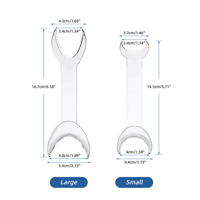 Dental T-Shape Double Head Cheek Retractors Mouth Opener Large & Small Transparent 4Pcs/Set - azdentall.com