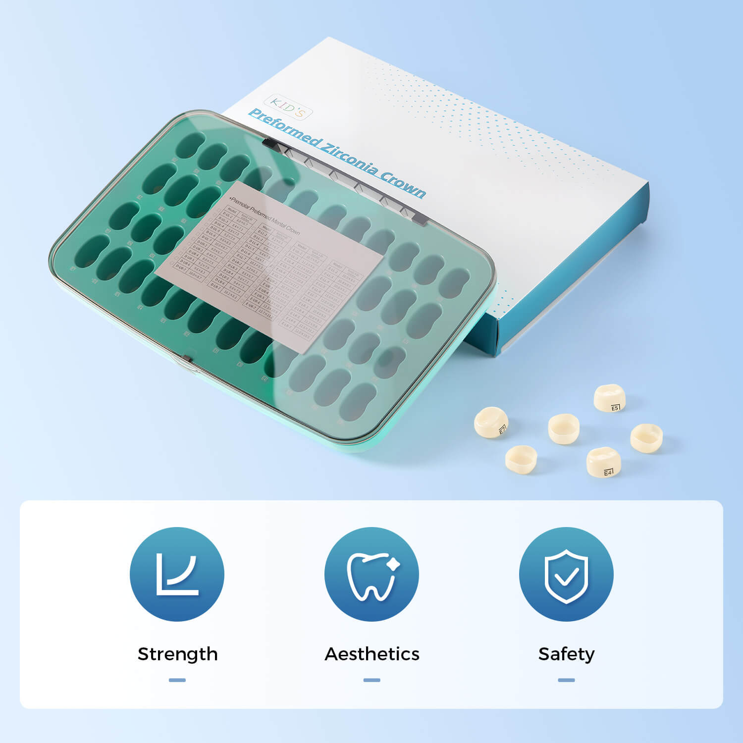 Dental Zirconia Crowns Kit for Kids Posterior Teeth Primary Molar Crowns 48pcs/Box - azdentall.com