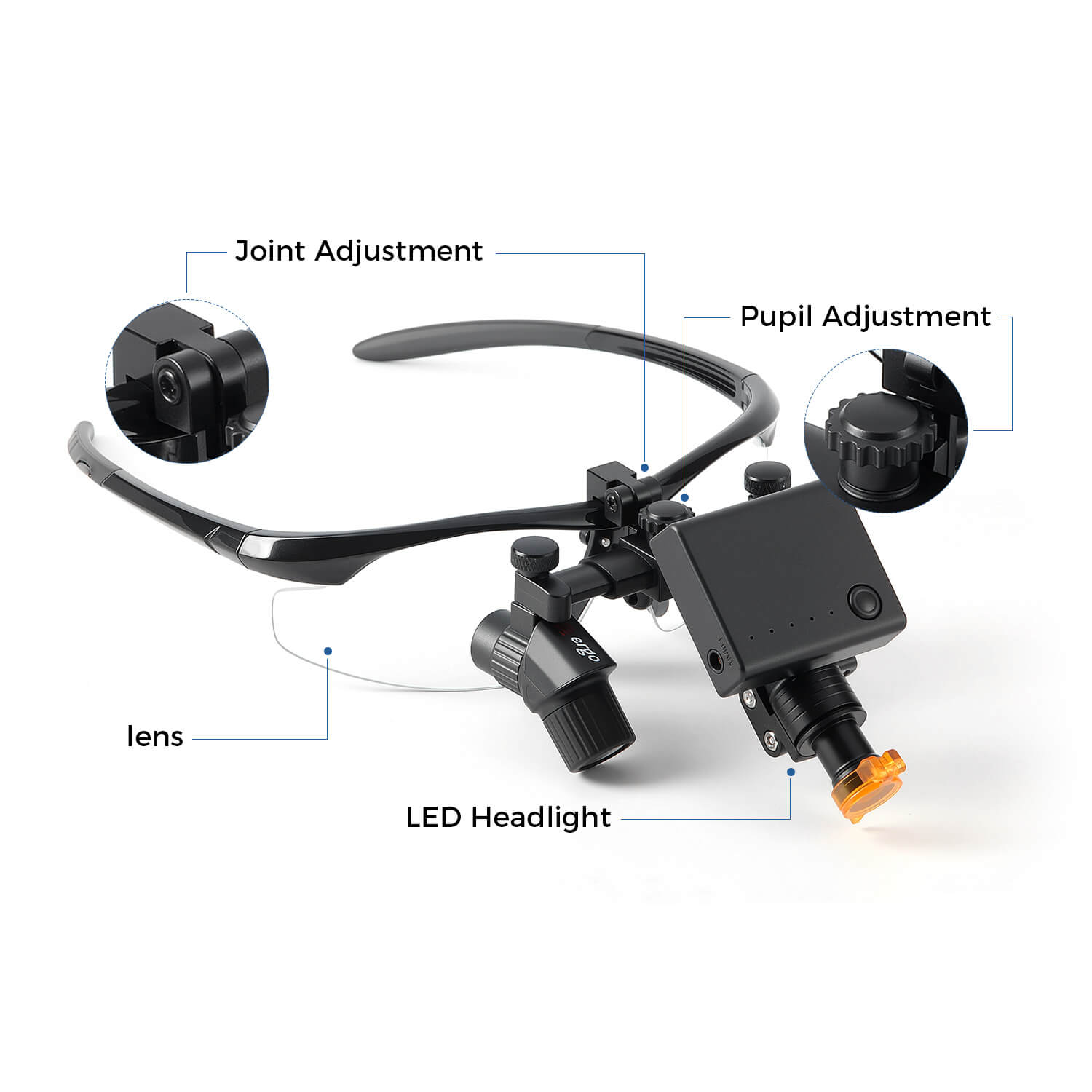 Dental Magnification Medical Surgical Binocular Loupes 3.0X-6.0X with LED Head Light - azdentall.com