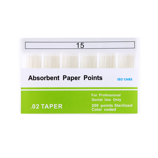 Absorbent Paper Points #15-80 Taper Size 0.02 Color Coded 8 Models 200/Box