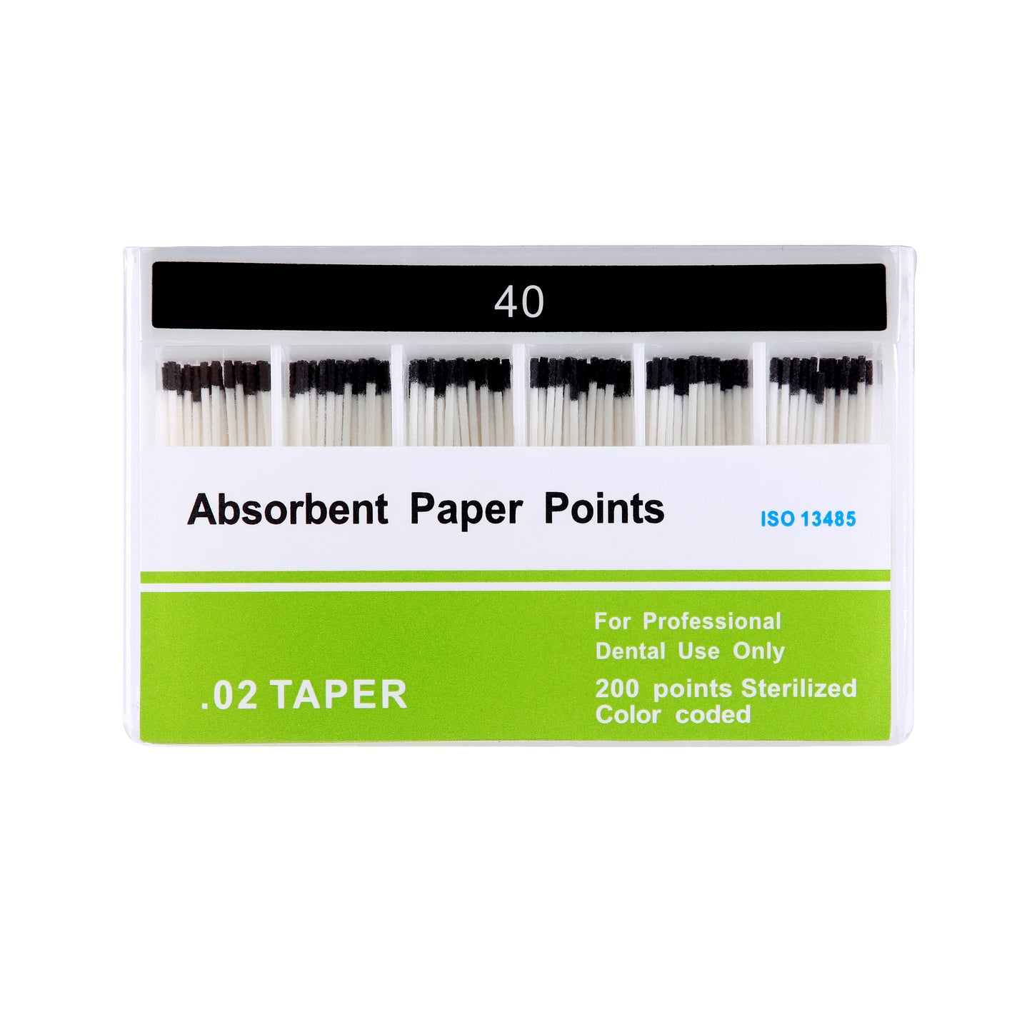 Absorbent Paper Points #15-80 Taper Size 0.02 Color Coded 8 Models 200/Box
