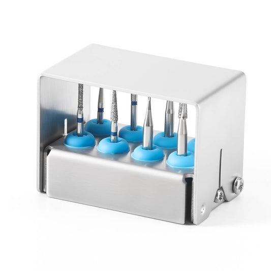 Dental Burs Holder Block Disinfection Box Stainless Steel 8 Holes - azdentall.com