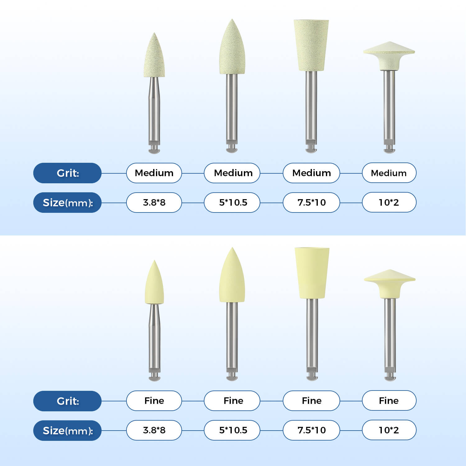 Dental Composite Silicone Polishing Kit RA2.35mm Medium and Fine 8Pcs/Box - azdentall.com