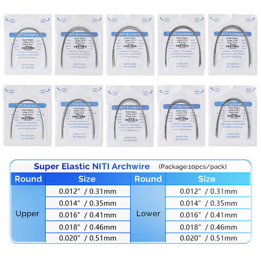 AZDENT Archwire NiTi Super Elastic Ovoid Round 0.012-0.020 Upper/Lower 10pcs/Pack - wholesale.azdentall.com