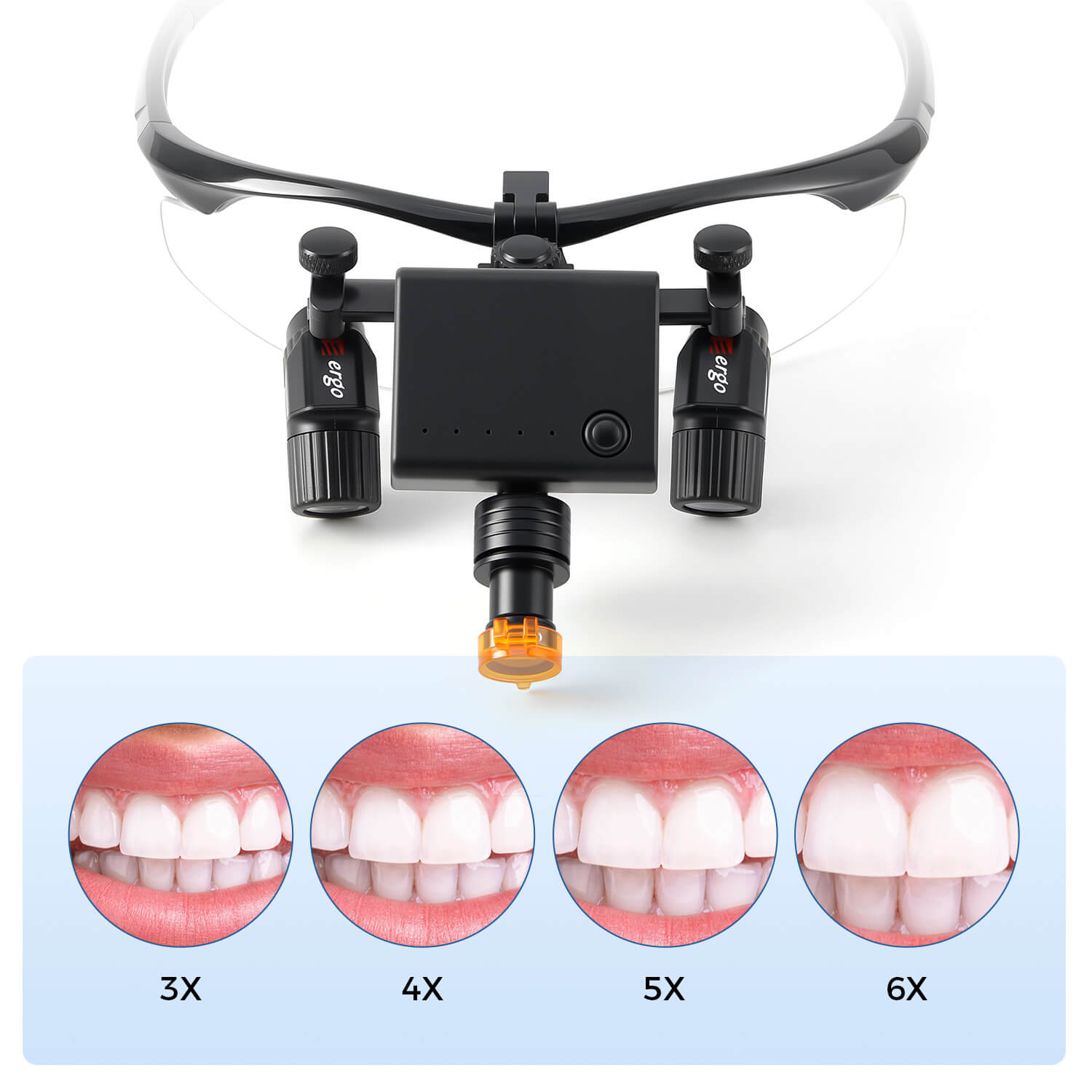 Dental Magnification Medical Surgical Binocular Loupes 3.0X-6.0X with LED Head Light - azdentall.com