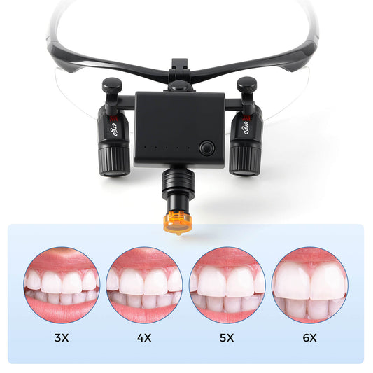 Dental Magnification Medical Surgical Binocular Loupes 3.0X-6.0X with LED Head Light - azdentall.com