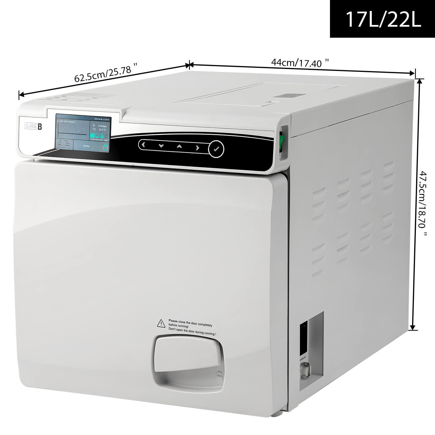Dental 22L Autoclave Steam Sterilizer LCD Built-in Printer Table Top Class B Dry Function - azdentall.com