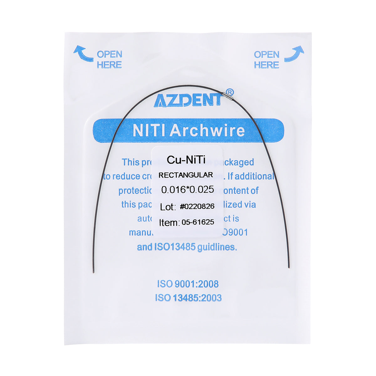 AZDENT Dental Copper Cu-NiTi Arch Wire Rectangular 35˚ Super Elastic With Stops Preformed Full Sizes 1pcs/Pack