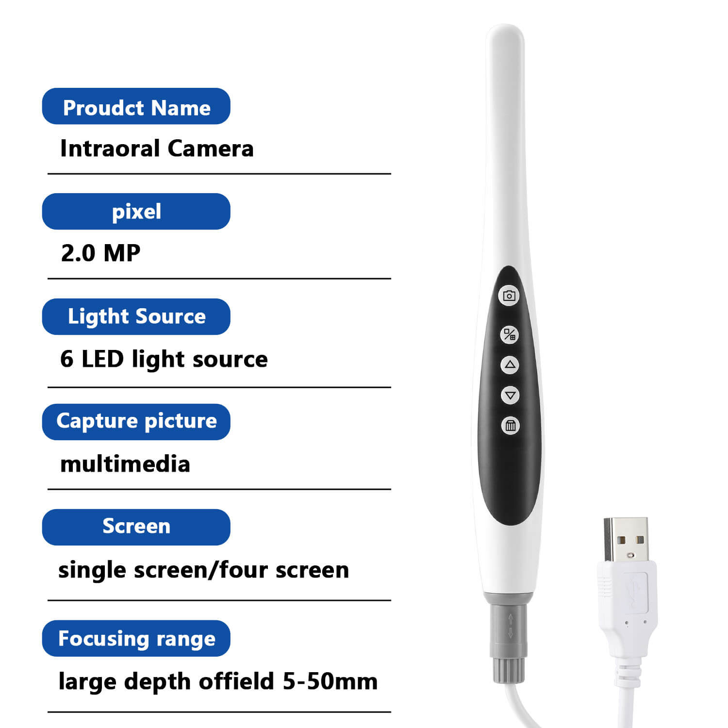 Dental USB Digital HD Intraoral Camera 6 LED Lights 2.0MP High Pixel - azdentall.com