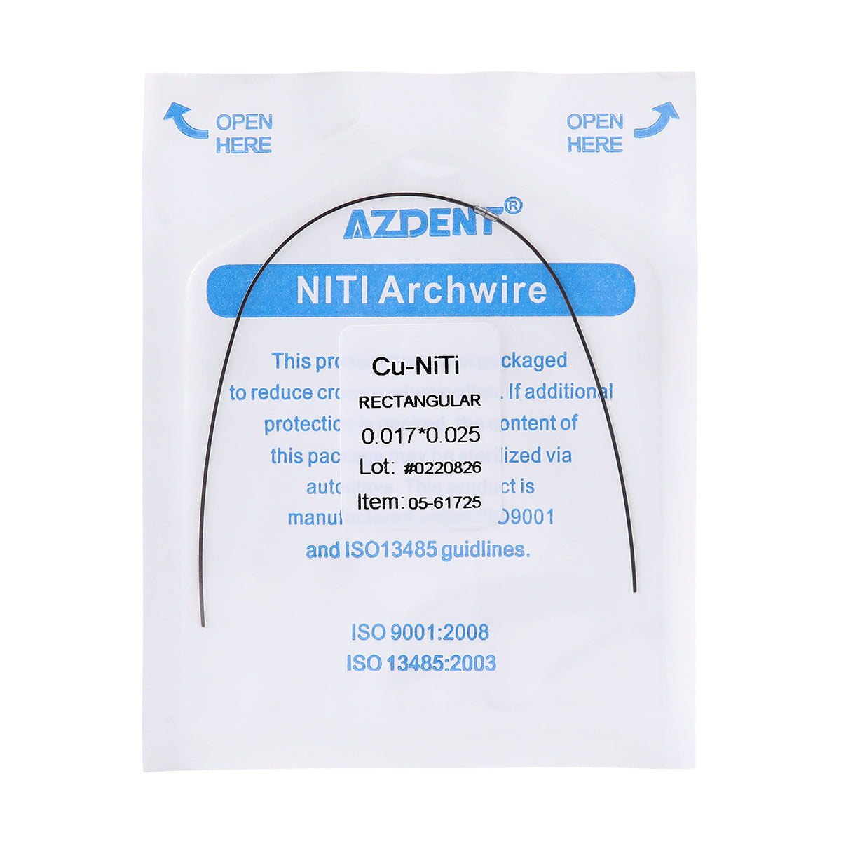 AZDENT Dental Copper Cu-NiTi Arch Wire Rectangular 35˚ Super Elastic With Stops Preformed Full Sizes 1pcs/Pack