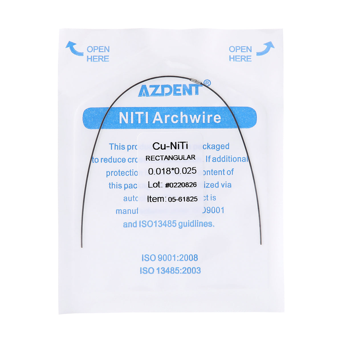 AZDENT Dental Copper Cu-NiTi Arch Wire Rectangular 35˚ Super Elastic With Stops Preformed Full Sizes 1pcs/Pack