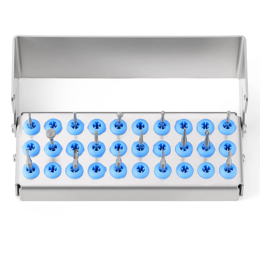 Dental Burs Holder Block Stainless Steel Disinfection Box 30 Holes - azdentall.com
