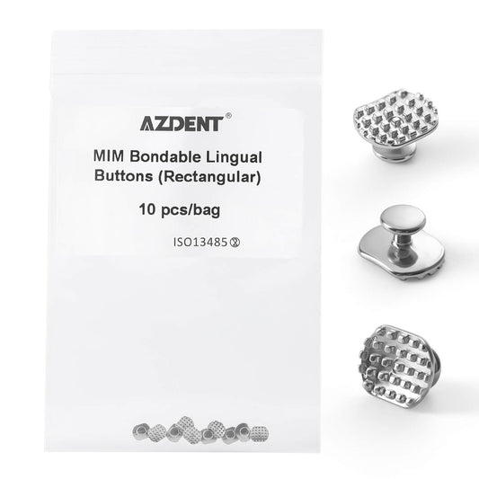 Dental Orthodontic Metal Lingual Button Monoblock Bondable Rectangular 10pcs/Bag - azdentall.com