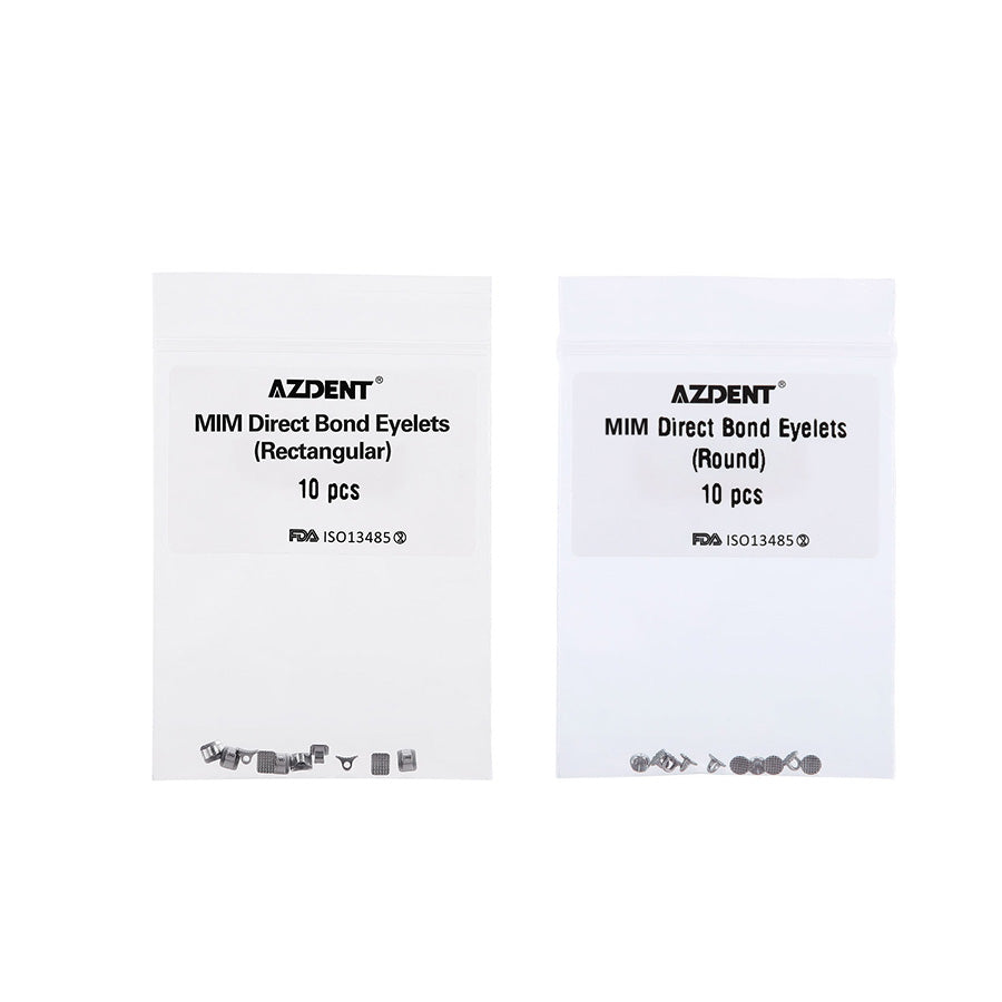AZDENT Dental Lingual Button Direct Bond Eyelet Round/Rectangular Base 10/Bag
