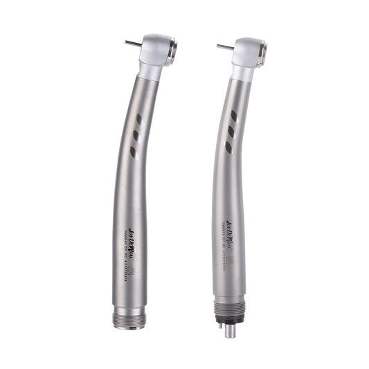 Dental LED High Speed Handpiece, 2/4 Hole, E-generator, Push Button, Four Water Spray. Standard head. Ceramic bearing. - azdentall.com