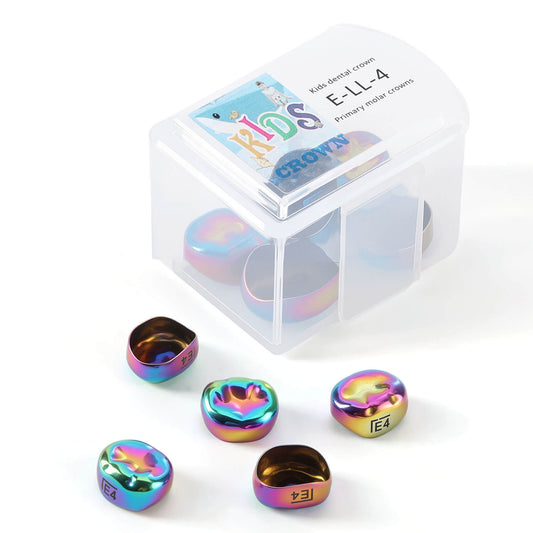 48 Sizes Dental Colored Primary Molar Kids Crown Stainless Steel Preformed Temporary Crowns 5pcs/Box - azdentall.com