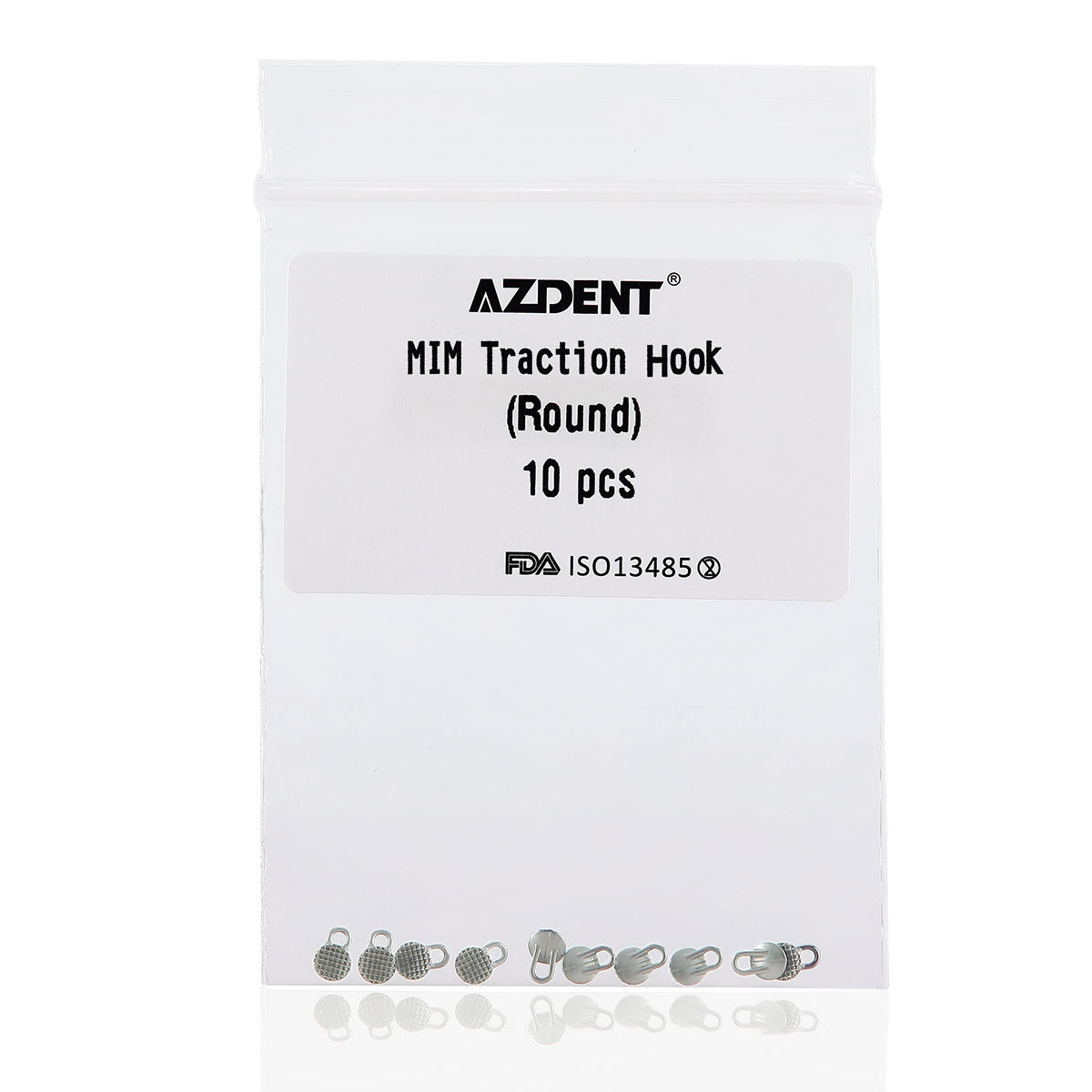 AZDENT Dental Lingual Button Consumables Round/Rectangular Bondable Traction Hook 10/Bag