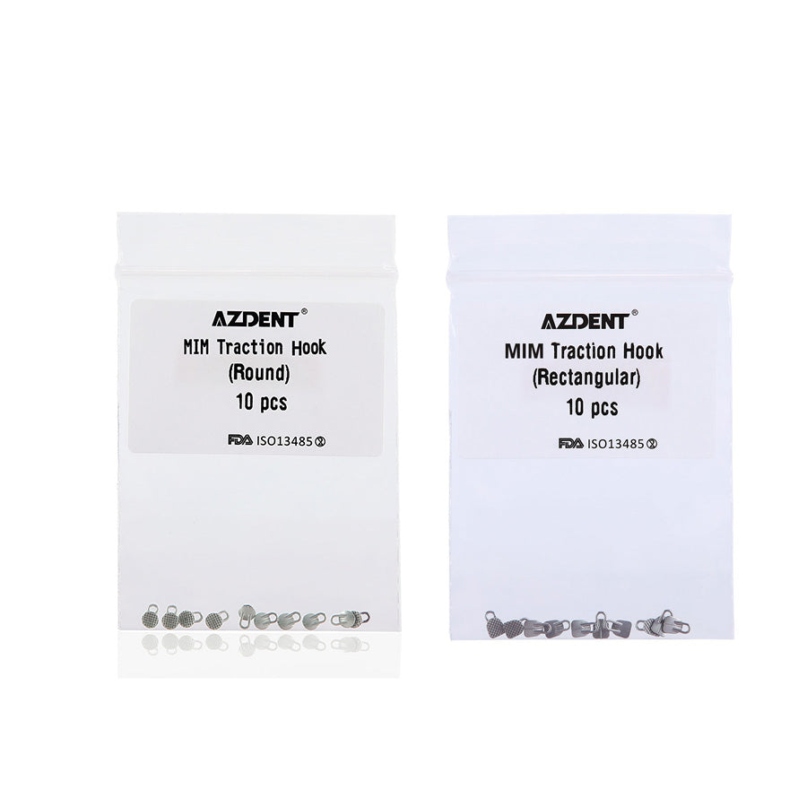 AZDENT Dental Lingual Button Consumables Round/Rectangular Bondable Traction Hook 10/Bag