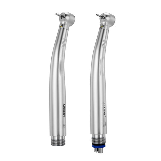 AZDENT LED High Speed Handpiece, 2/4 Hole,Torque Head, Push Button, E-generator, Triple Water Spray, Ceramic Bearings - azdentall.com