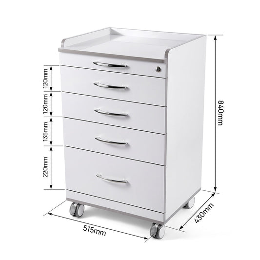 Dental NW-P4 Acrylic Mobile Cart Cabinet With Four Drawers & Two Instrument Tray - azdentall.com