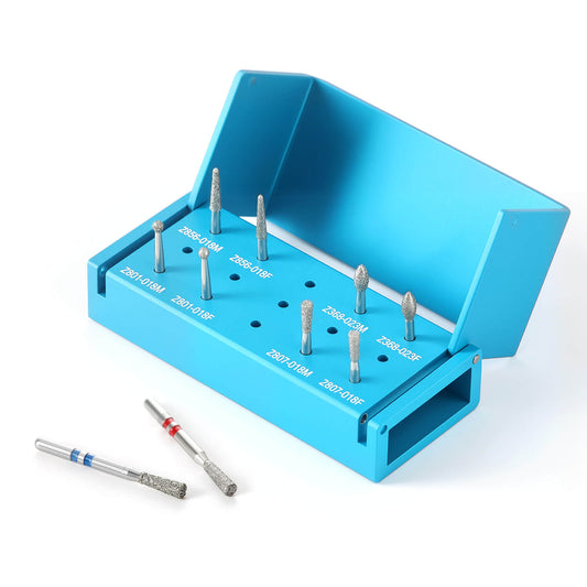 AZDENT Dental Zirconia Diamond Bur Kit FG 1.6mm Blue 8pcs/Box - azdentall.com