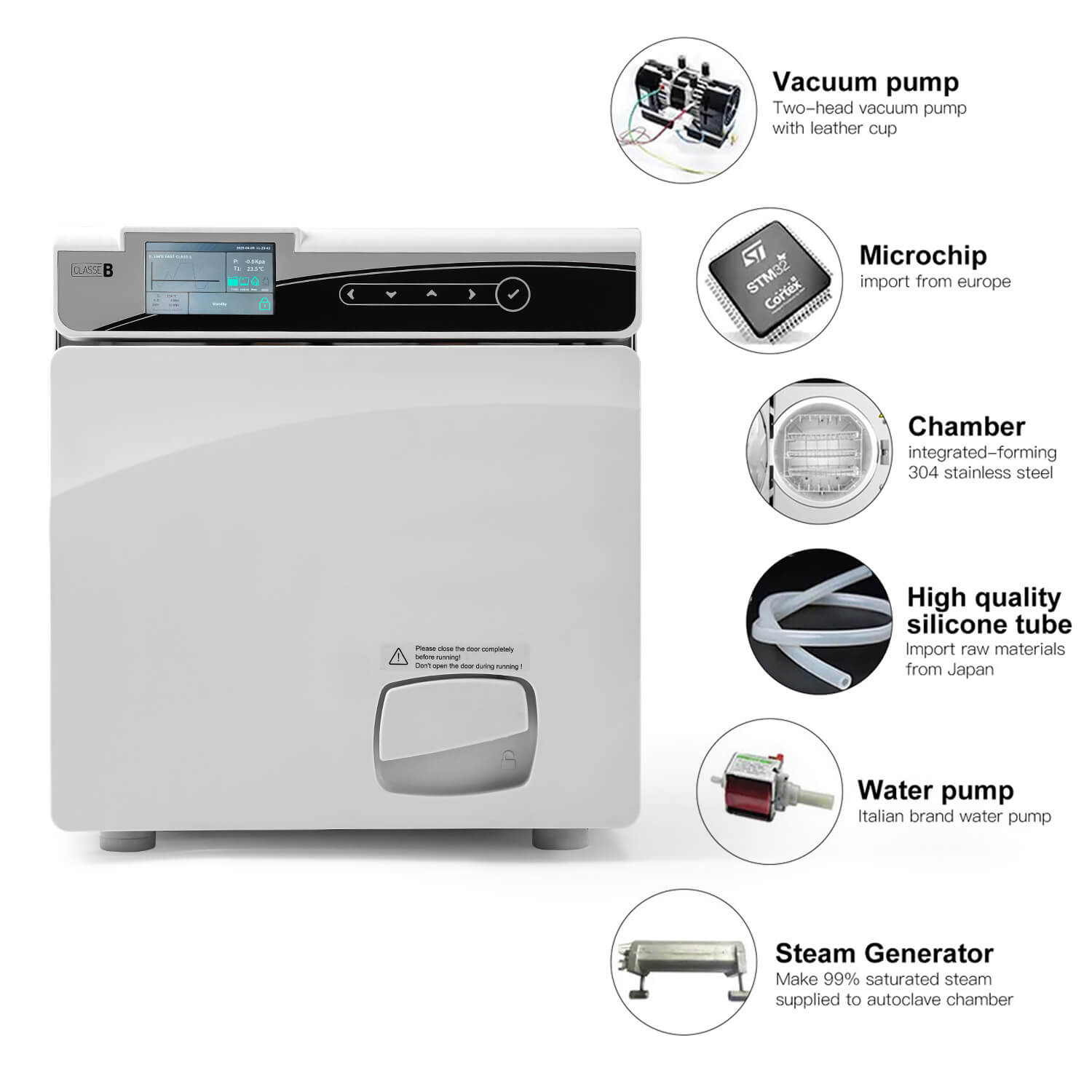 Dental 22L Autoclave Steam Sterilizer LCD Built-in Printer Table Top Class B Dry Function - azdentall.com