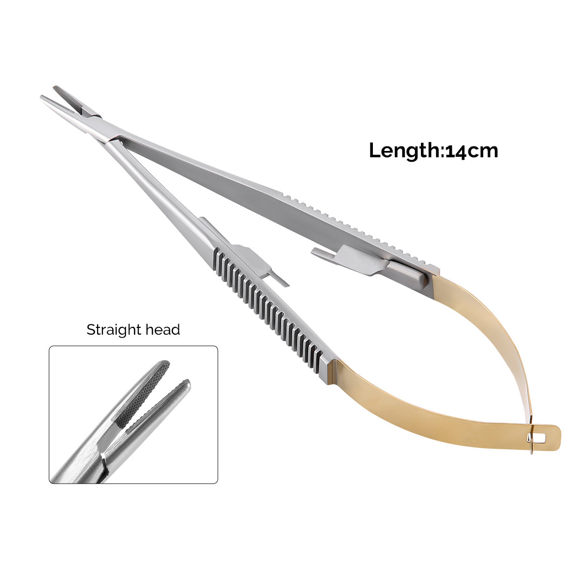 Dental Forceps Needle Holders Tweezer with Lock Straight Head 14cm - azdentall.com