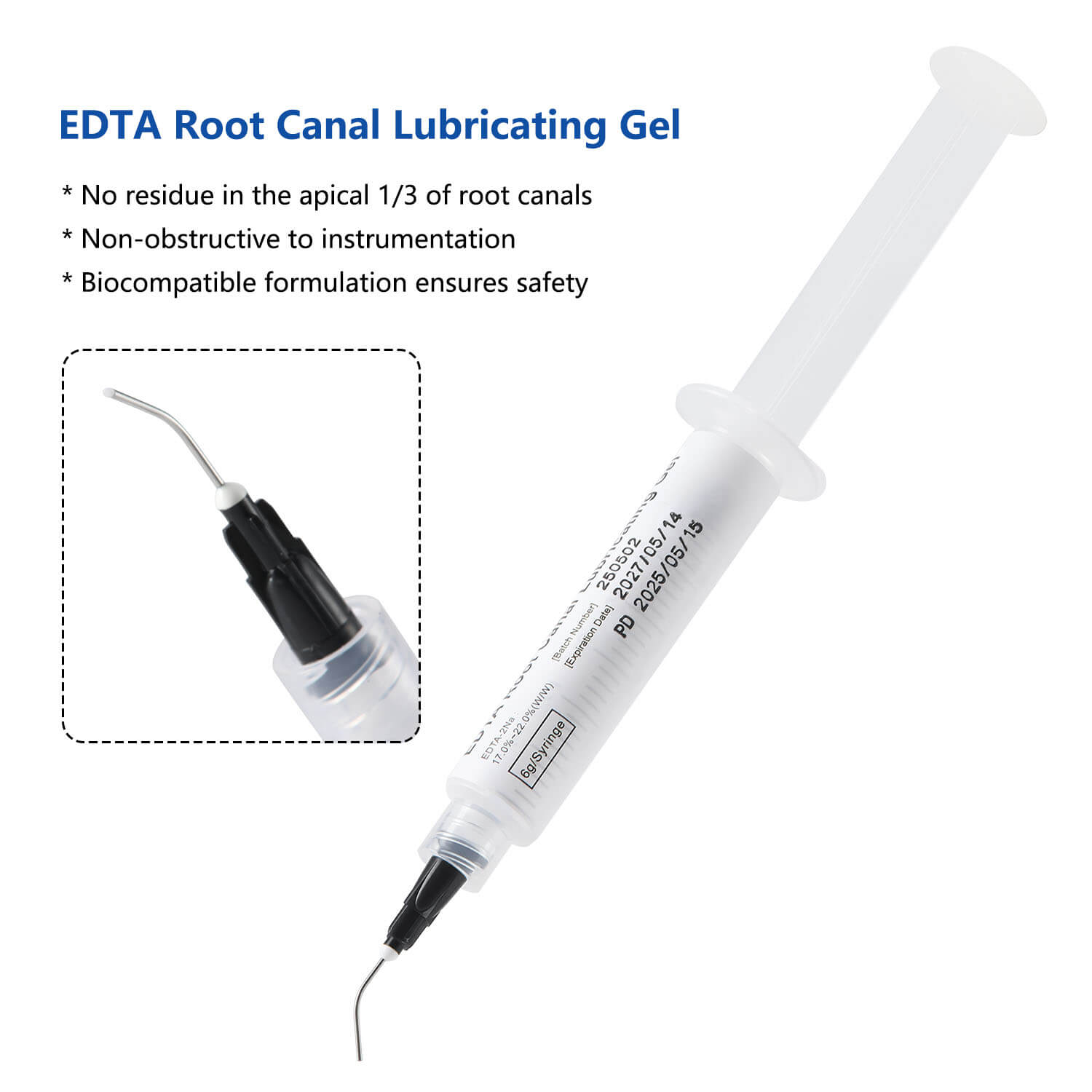 Dental EDTA Root Canal Lubricating Gel 6g Syringe with 10pcs Needles - azdentall.com