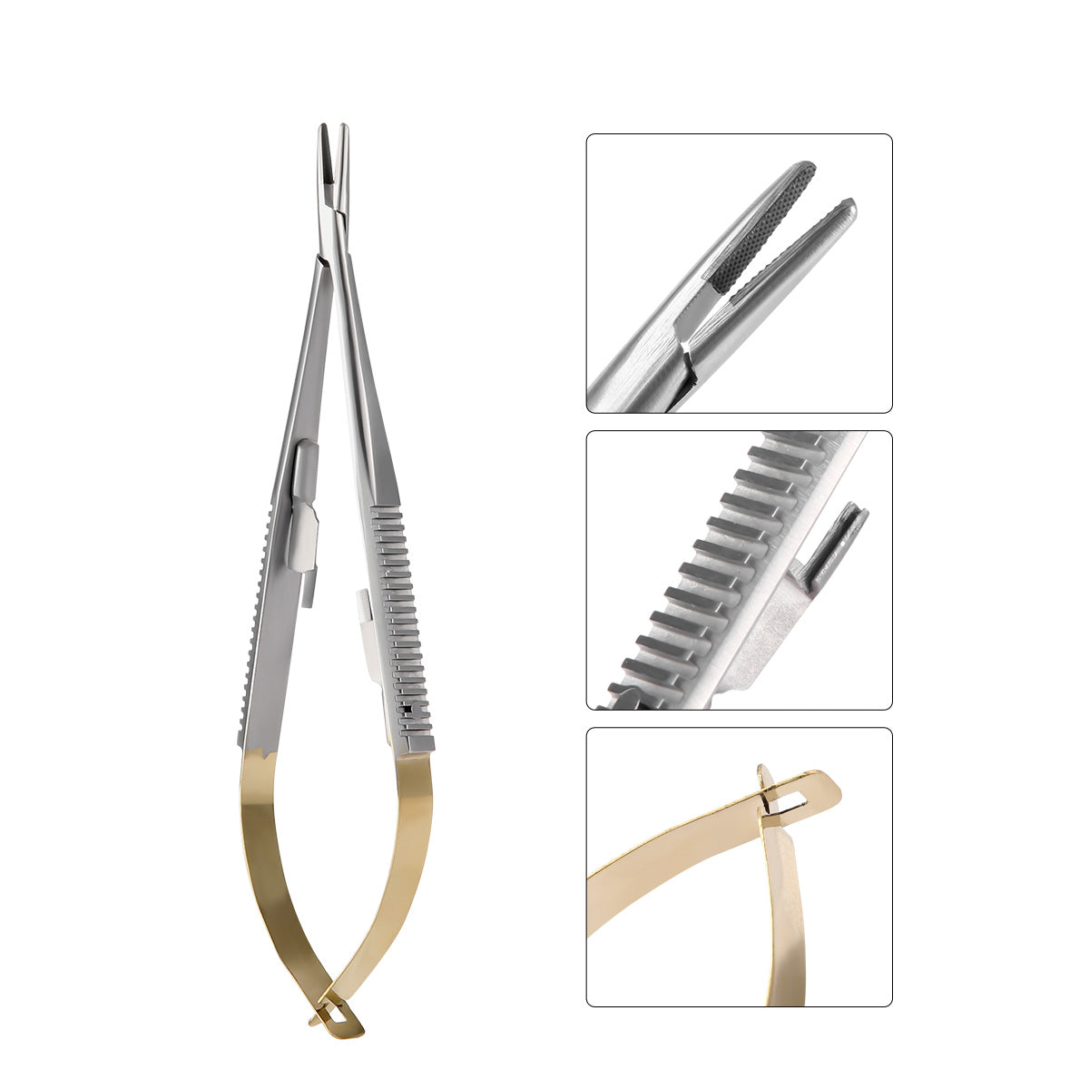 Dental Forceps Needle Holders Tweezer with Lock Straight/Curved Head 14cm/16cm - azdentall.com