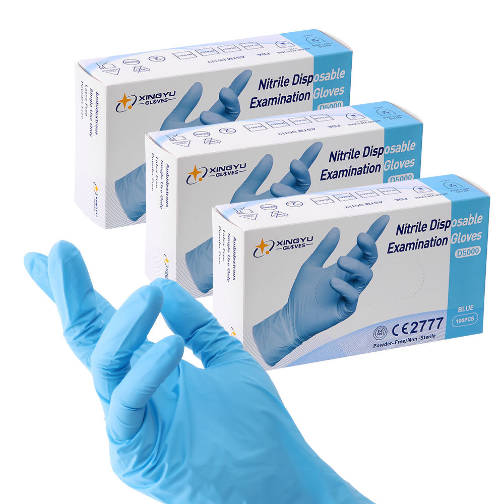 3 Boxes Disposable Nitrile Exam Gloves Blue Powder & Latex Free 4 Mil S/M/L/XL 100pcs/Box - azdentall.com