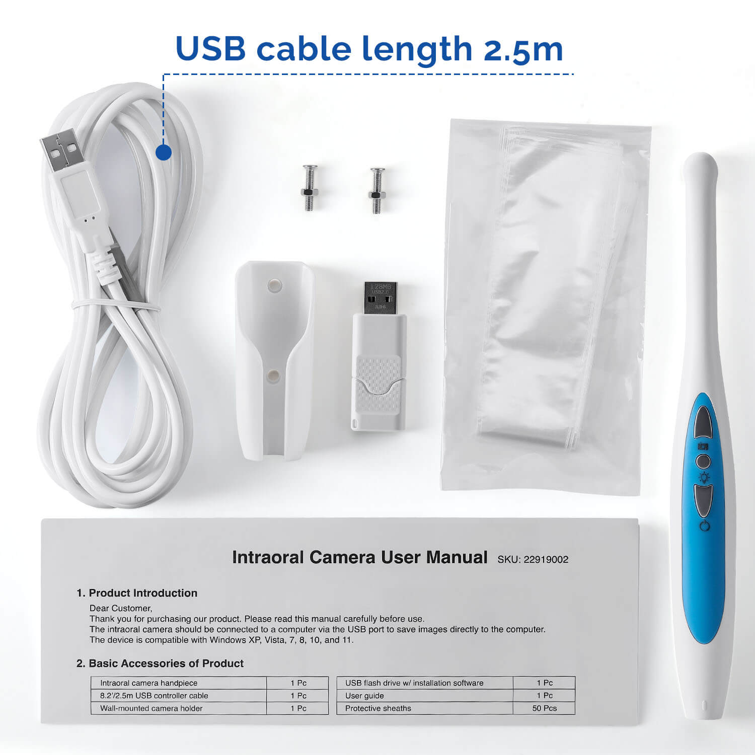 Dental USB Digital HD Intraoral Camera 6 LED White Lights AF Auto-focus - azdentall.com