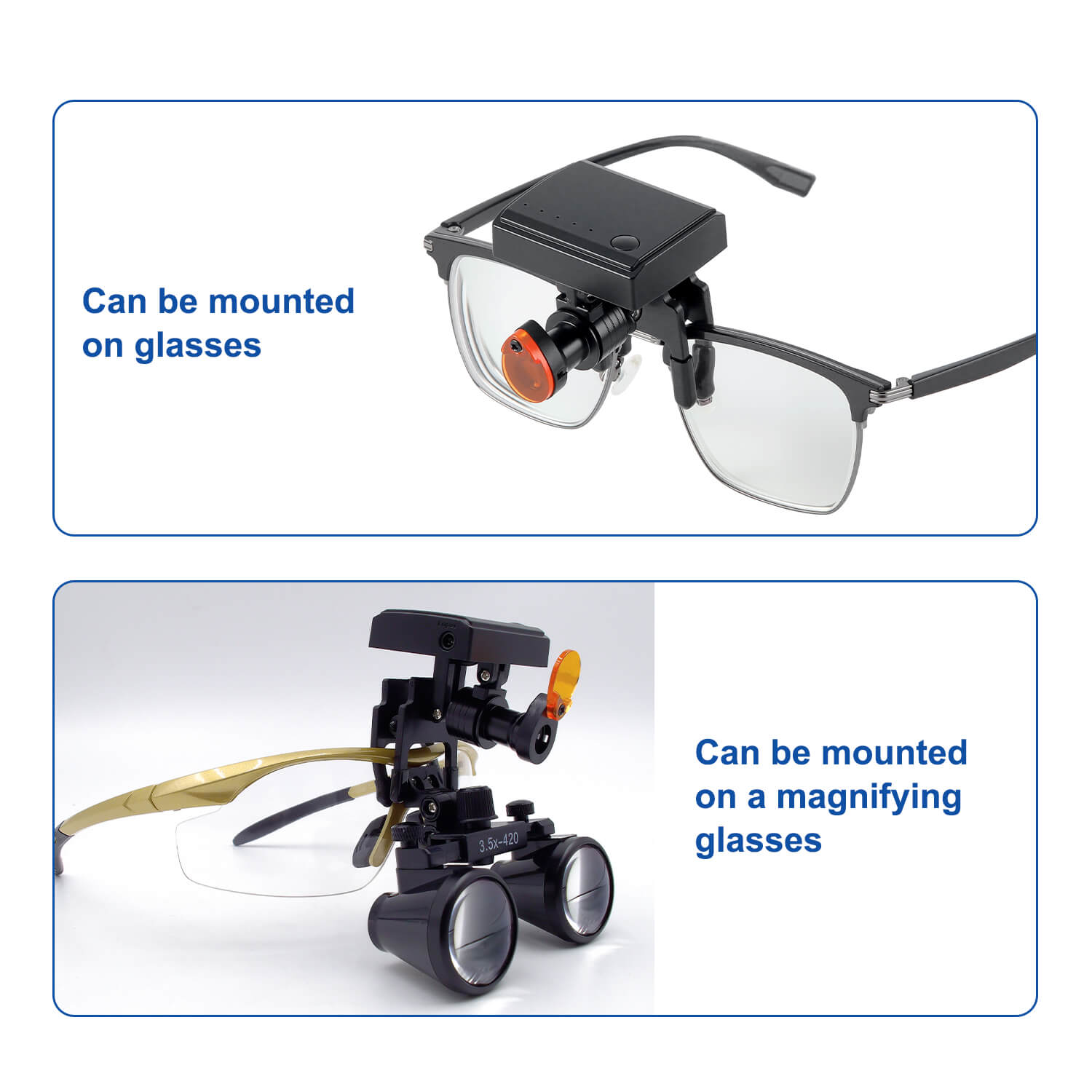 Dental 5W LED Wireless Headlight Optical Filter Clip on Binocular Loupe - azdentall.com