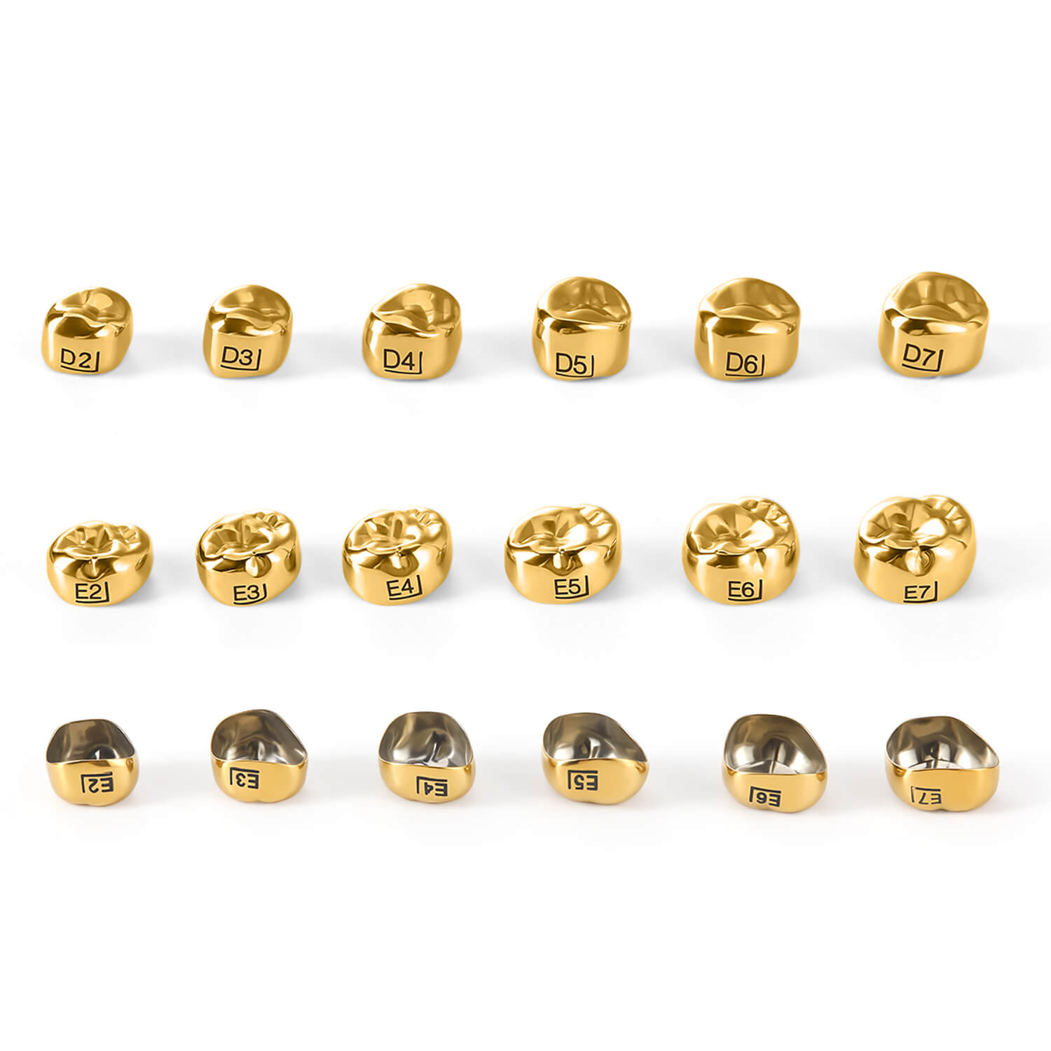 Dental Gold Primary Molar Kids Crown Teeth Stainless Steel Preformed Temporary Crowns Kit 48pcs/Box - azdentall.com