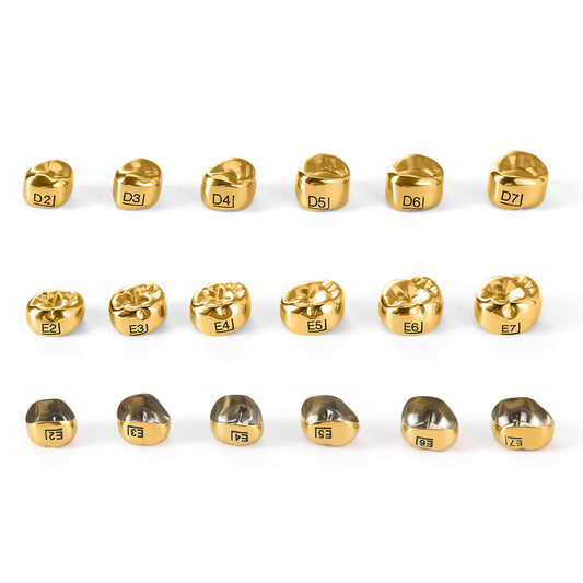 Dental Gold Primary Molar Kids Crown Teeth Stainless Steel Preformed Temporary Crowns Kit 48pcs/Box - azdentall.com