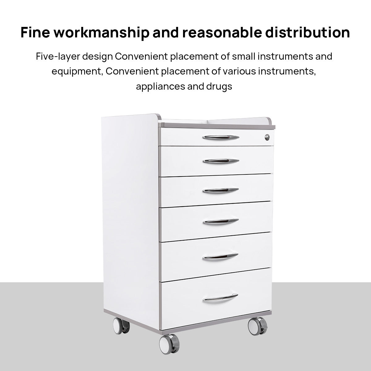 Dental NW-P4 Acrylic Mobile Cabinet Cart Five Drawers & Two Instrument Tray - azdentall.com