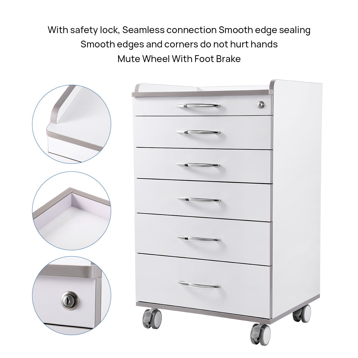 Dental NW-P4 Acrylic Mobile Cabinet Cart Five Drawers & Two Instrument Tray - azdentall.com