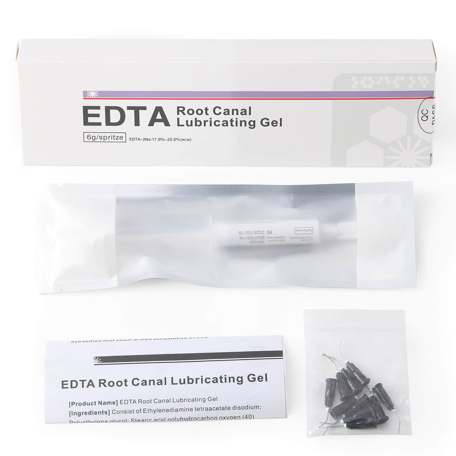 Dental EDTA Root Canal Lubricating Gel 6g Syringe with 10pcs Needles - azdentall.com