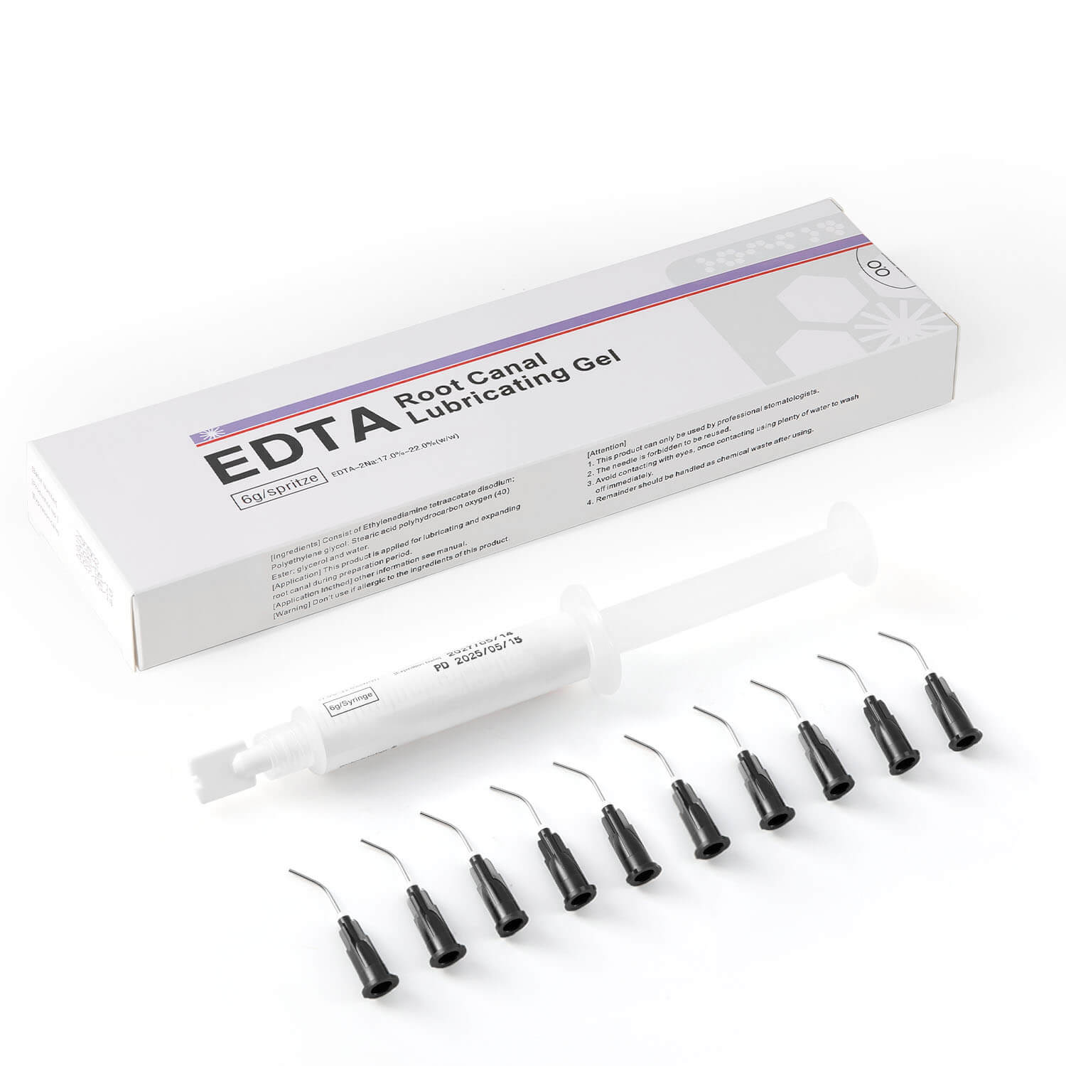 Dental EDTA Root Canal Lubricating Gel 6g Syringe with 10pcs Needles - azdentall.com