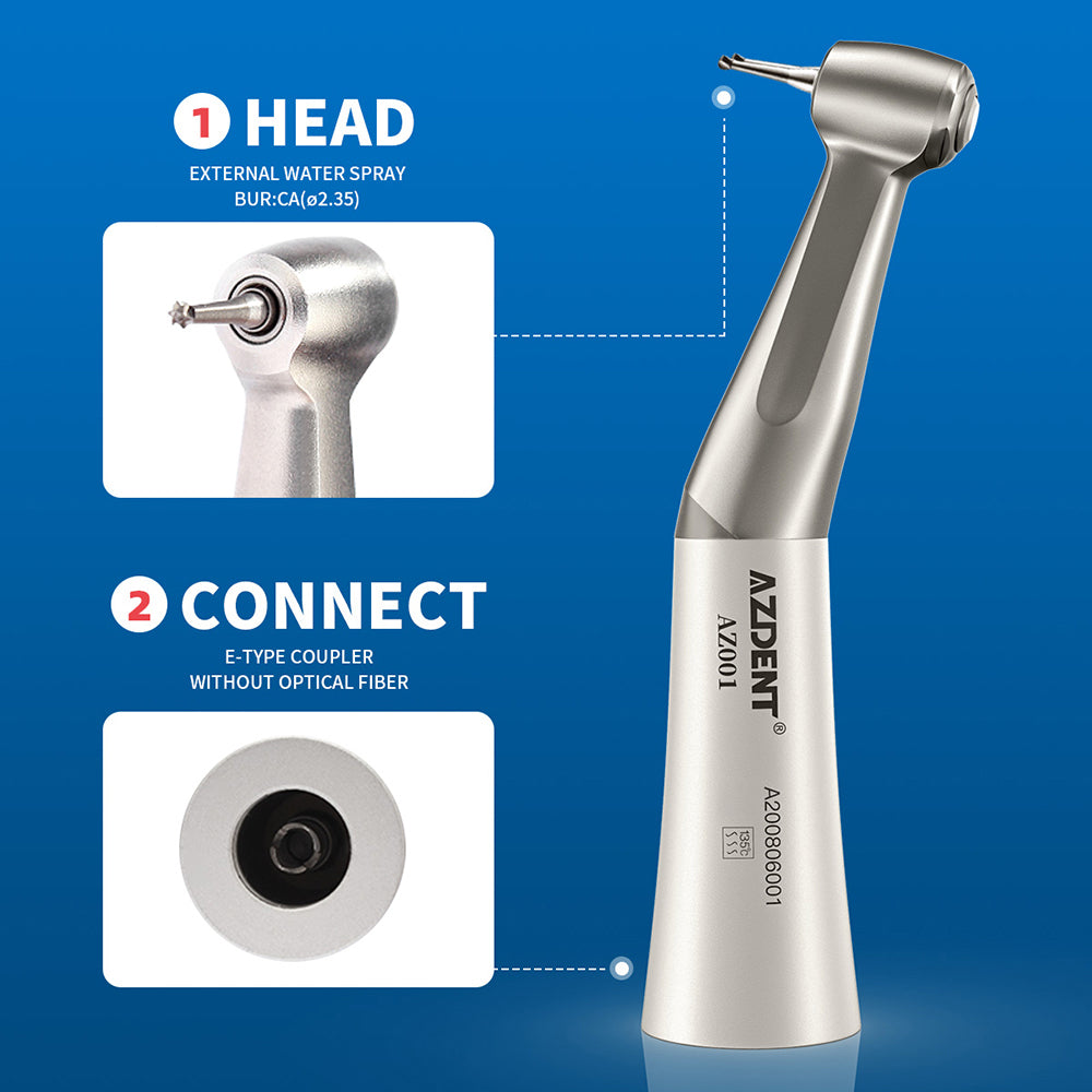 AZDENT 1:1 Low Speed Push Button Contra Angle Handpiece External Water