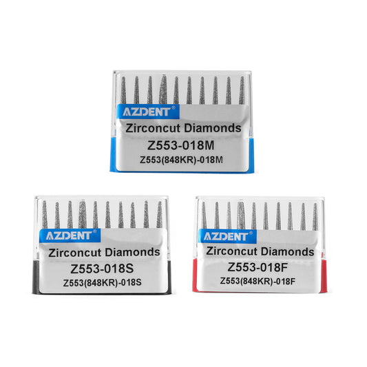 AZDENT Dental Diamond Burs FG Cutting Zirconia Ceramic Taper Round Edge for High Speed Handpiece 10pcs/Box - azdentall.com