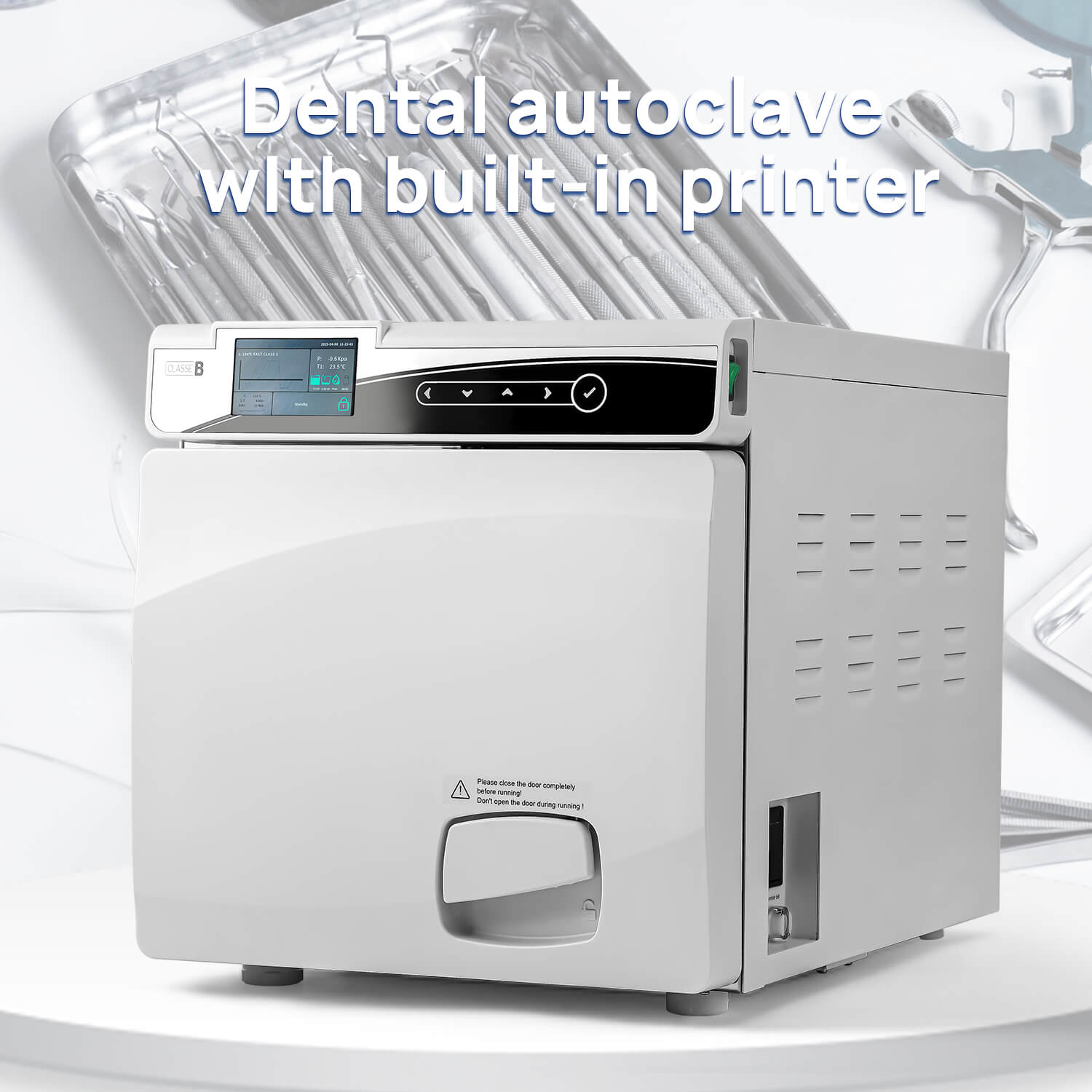 Dental 22L Autoclave Steam Sterilizer LCD Built-in Printer Table Top Class B Dry Function - azdentall.com