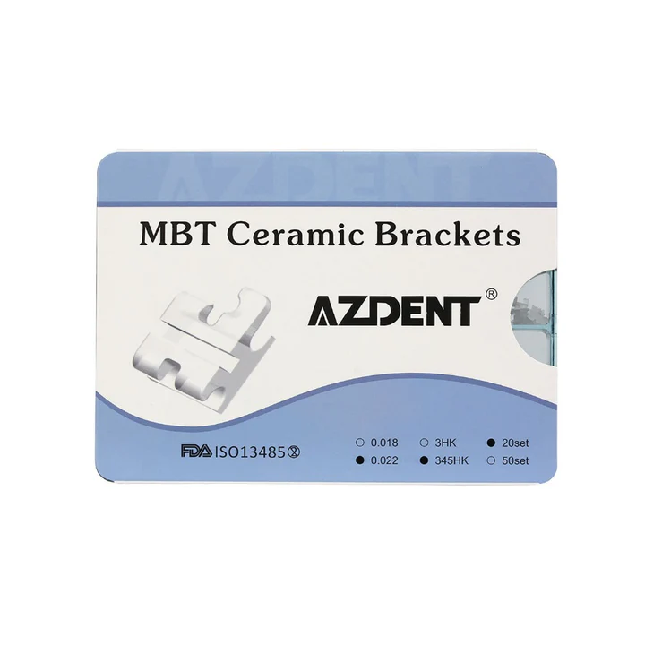 AZDENT Dental Orthodontic Ceramic Brackets Roth/MBT .022 345Hooks 400pcs/Box